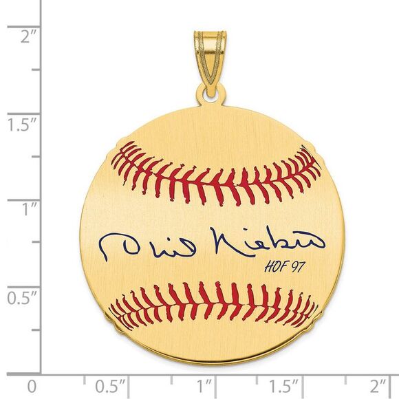 14K Gold Plated Phil Niekro Signature LG Enamel Baseball Pendant